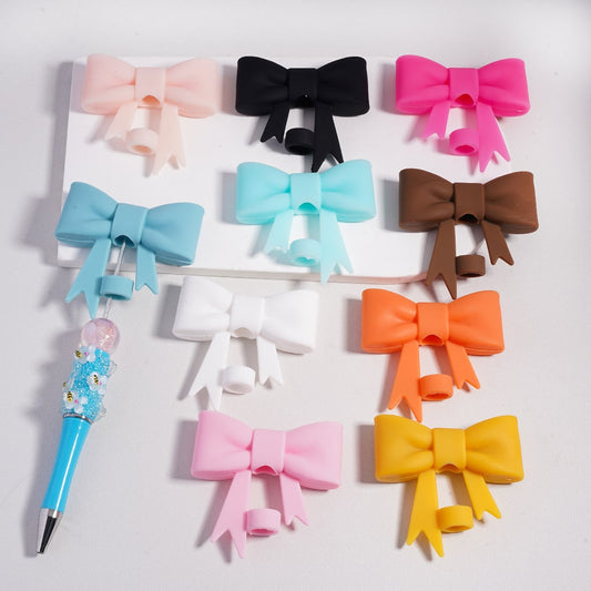 Food Grade Cup Tumbler Silicone Straw Topper Cute Bowknot in Solid Color