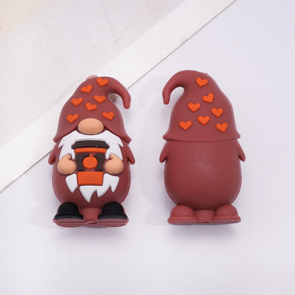 Silicone Focal Beads 3D Various Colors Gnome Elf Series and Sleeping Fox Autumn Theme