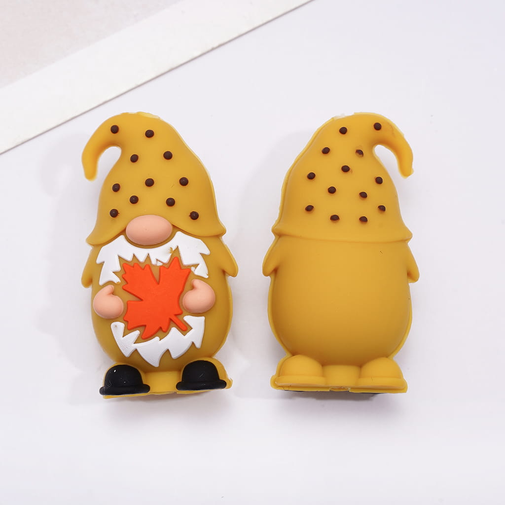Silicone Focal Beads 3D Various Colors Gnome Elf Series and Sleeping Fox Autumn Theme
