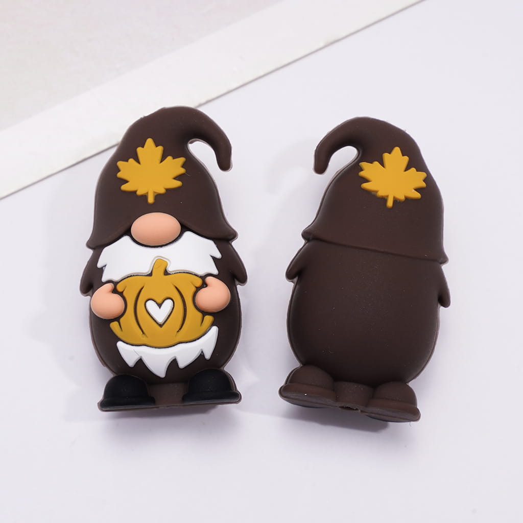 Silicone Focal Beads 3D Various Colors Gnome Elf Series and Sleeping Fox Autumn Theme