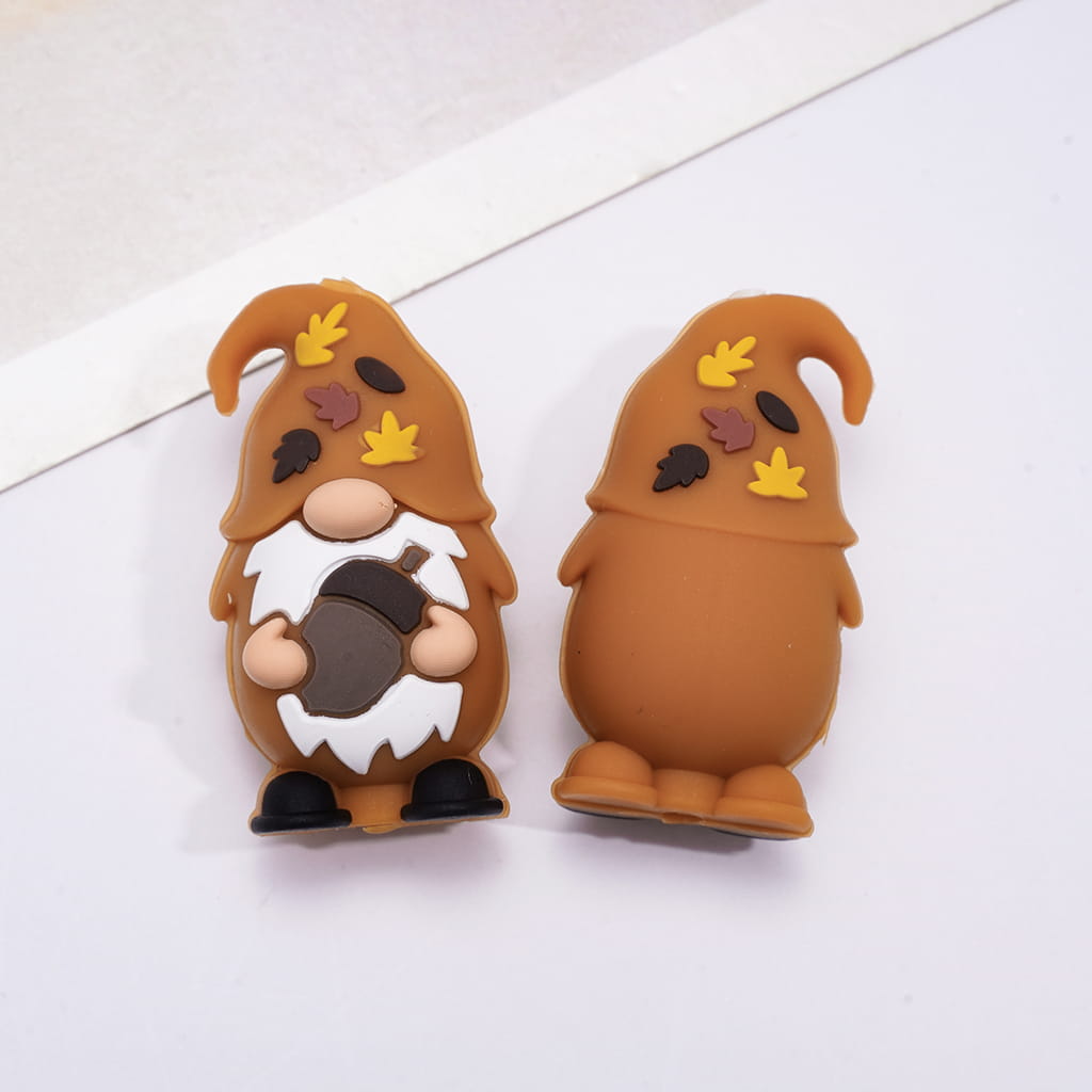 Silicone Focal Beads 3D Various Colors Gnome Elf Series and Sleeping Fox Autumn Theme