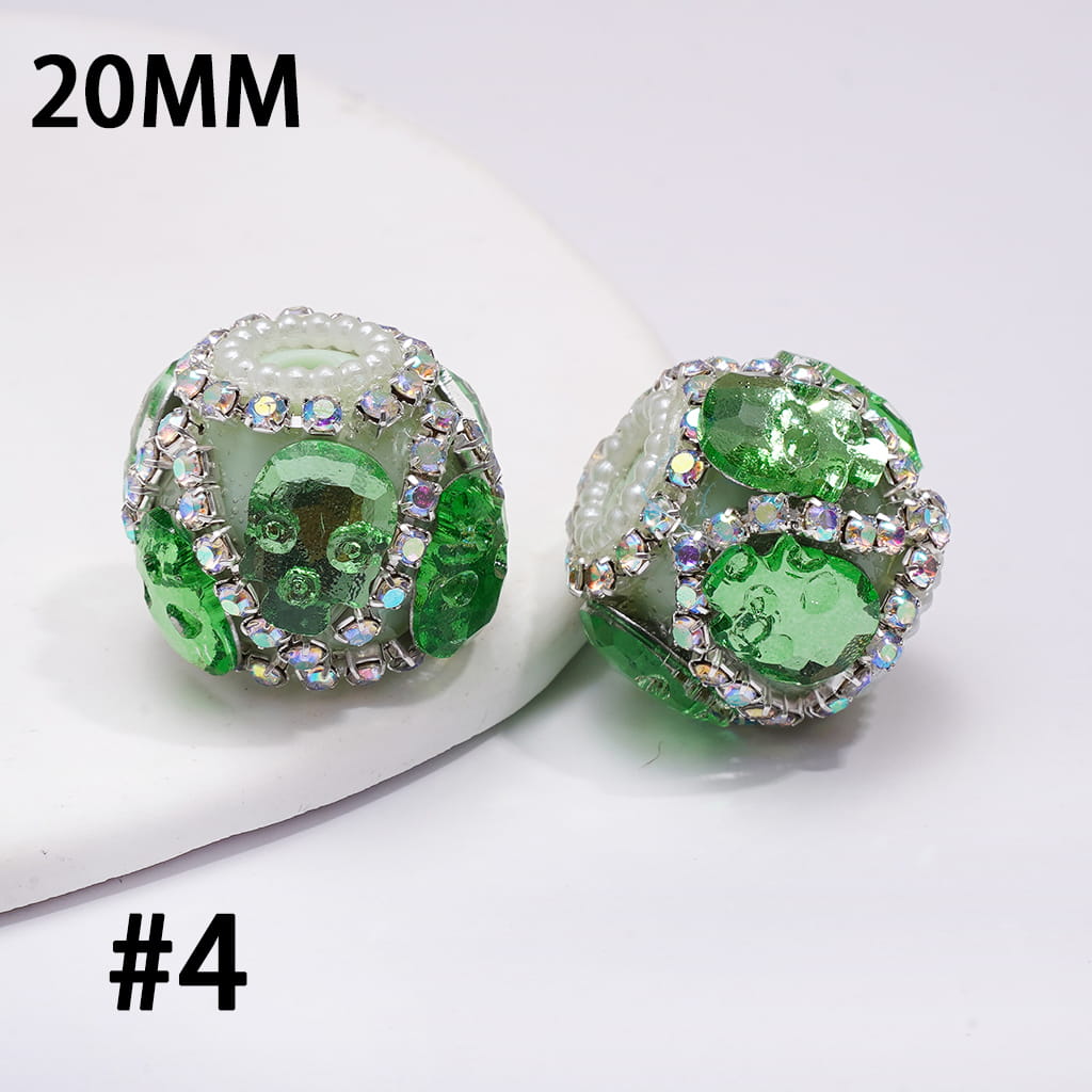 Handmade Acrylic Beads with Halloween Skull Face and AB Rhinestone Chains, White Pearl Chains, 20MM, Assorted Colors