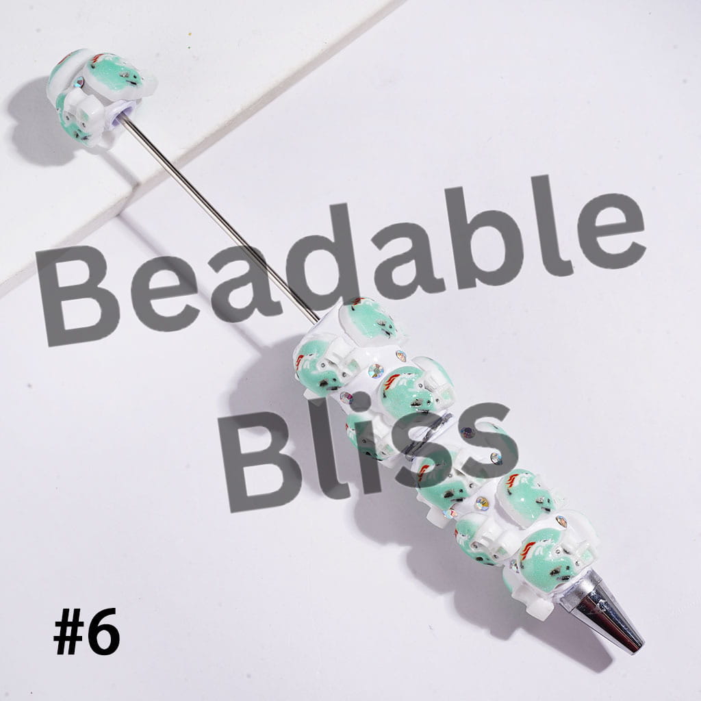 Beadable Clay Pens with American Football Helmet and AB Rhinestones, Assorted Team Series