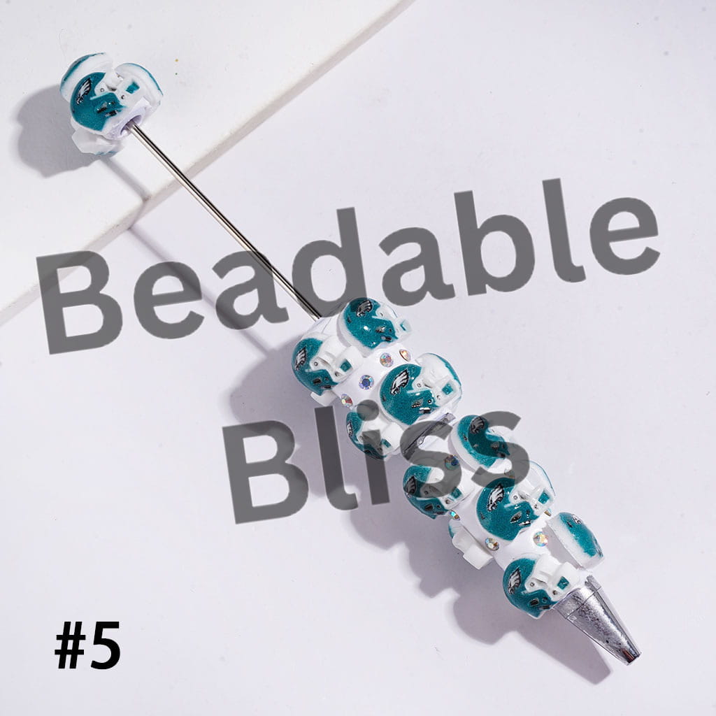 Beadable Clay Pens with American Football Helmet and AB Rhinestones, Assorted Team Series