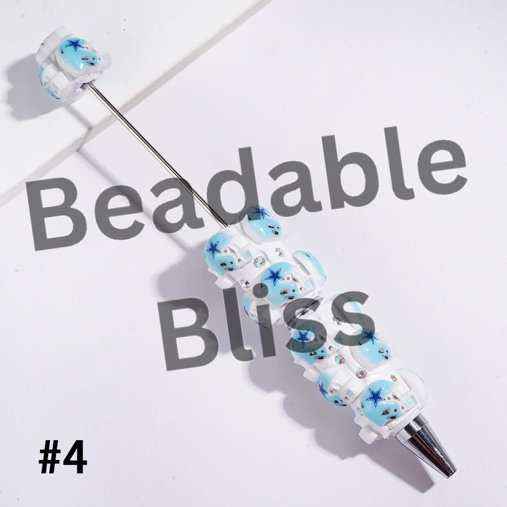 Beadable Clay Pens with American Football Helmet and AB Rhinestones, Assorted Team Series