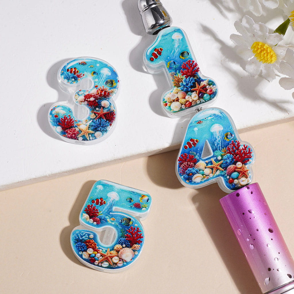 Acrylic Beads Number, Ocean Background, Random Mix