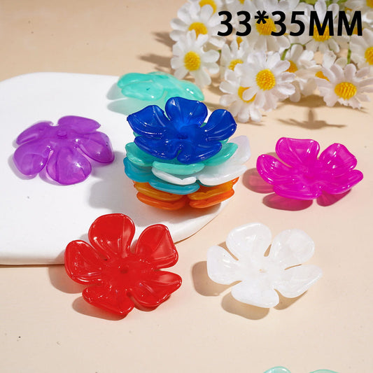 Acrylic Spacer Beads Five-Petaled Flower in Various Colors, 33*35MM, Random Mix