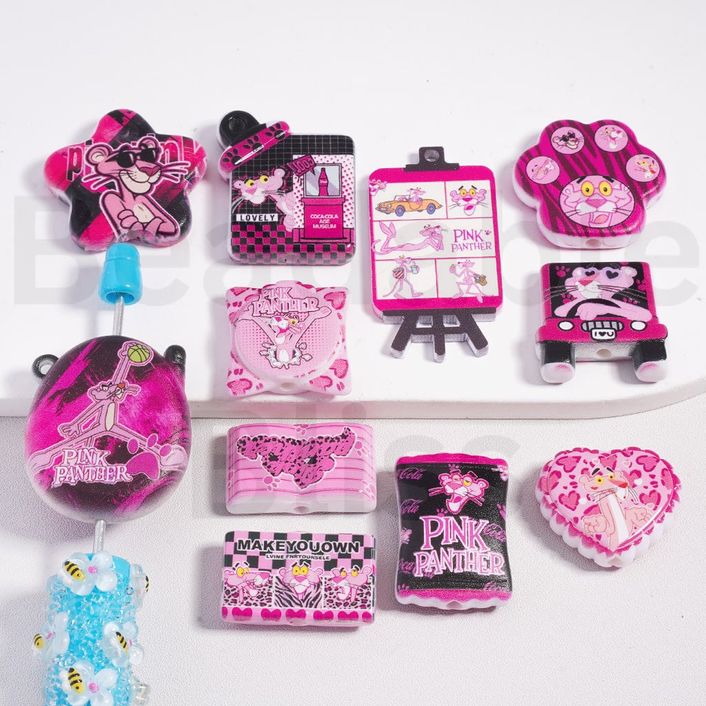 Acrylic Beads Pendants Cute Pink Panthe Series Mix