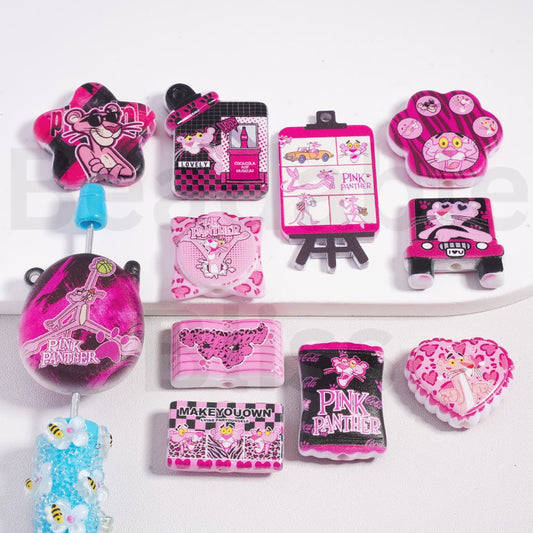 Acrylic Beads Pendants Cute Pink Panthe Series Mix