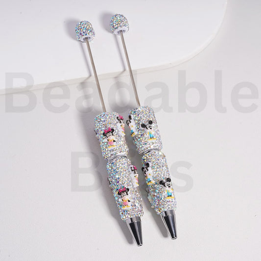Beadable Clay Pen with AB Rhinestones Cute Micke Minni, Random Mix