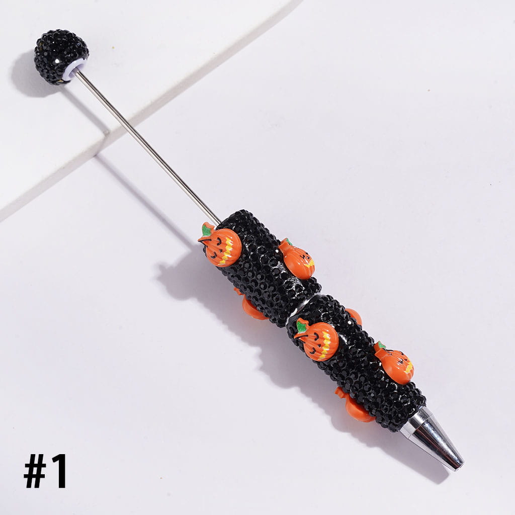 Halloween Series Pumpkin Ghost and Black Rhinestones Covered the Entire Beadable Clay Pens