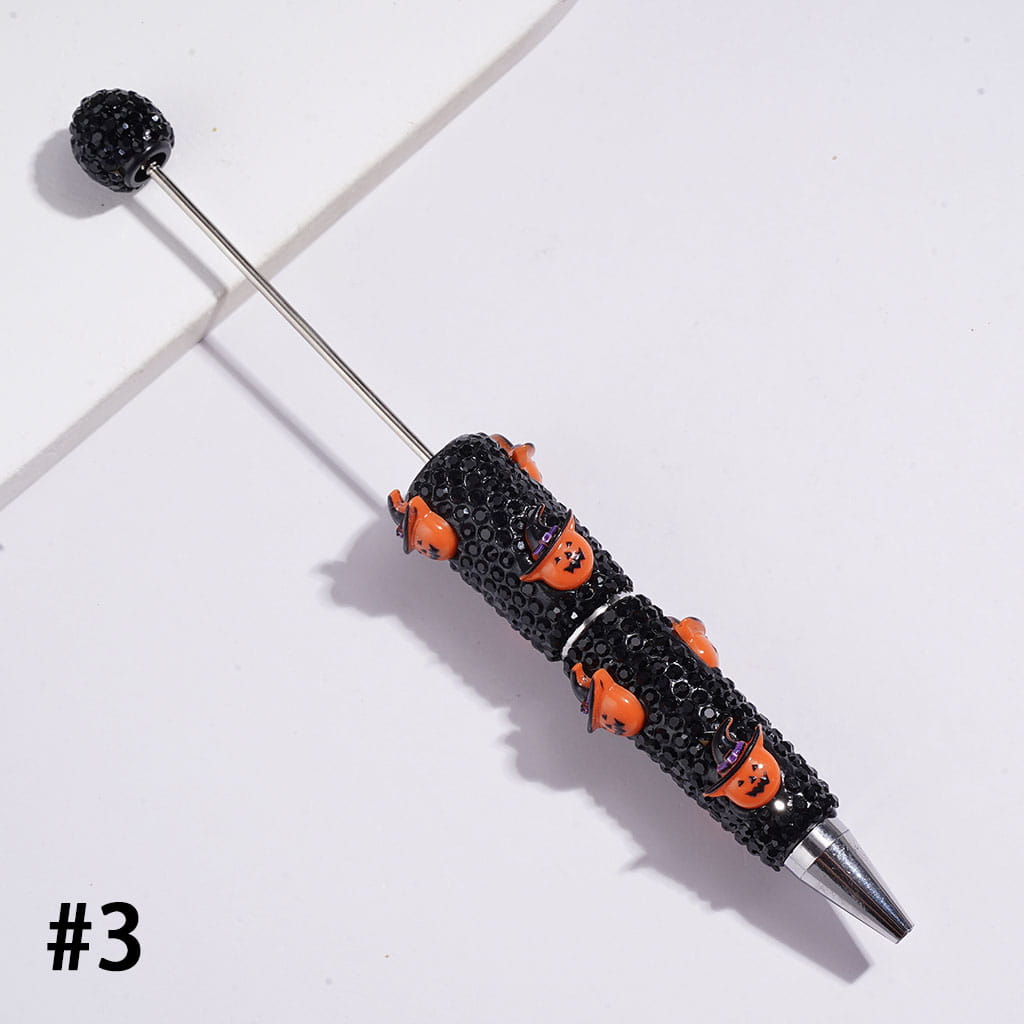 Halloween Series Pumpkin Ghost and Black Rhinestones Covered the Entire Beadable Clay Pens