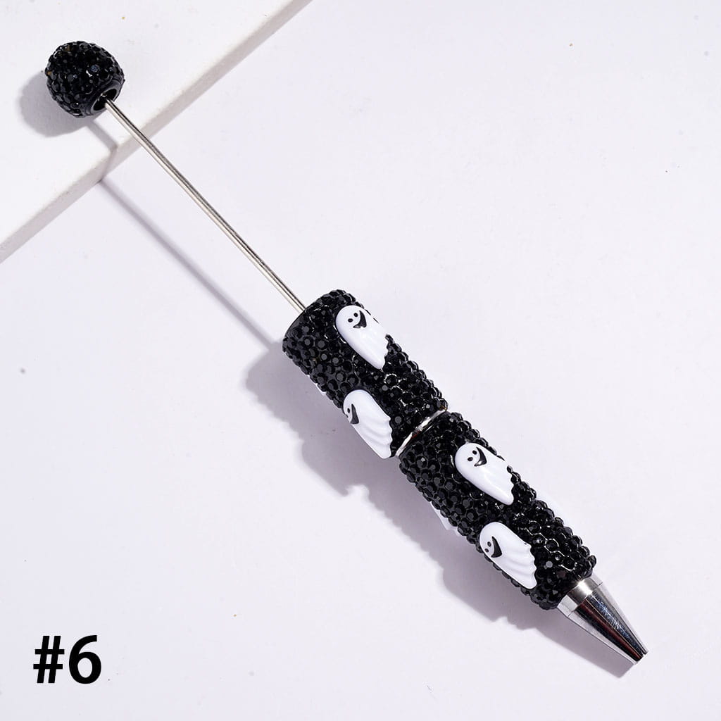 Halloween Series Pumpkin Ghost and Black Rhinestones Covered the Entire Beadable Clay Pens