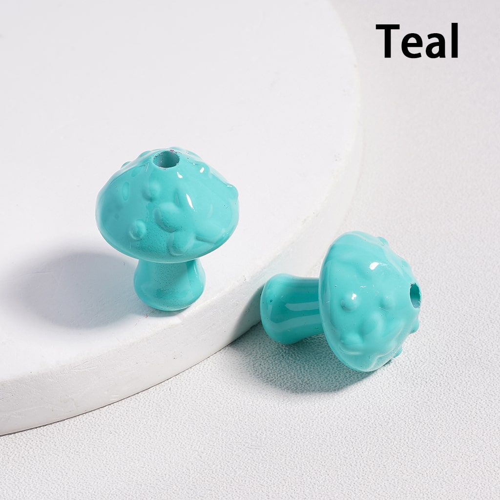 Acrylic Beads Cute Mushroom in Solid Color, 18MM Height (with Stoving Varnish Process)  (Single Color is available for 200pcs(Whole Bag) Only)