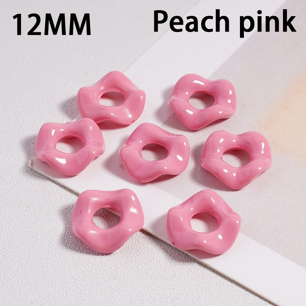 Glossy Cute Multi-Color Wavy Shape Acrylic Spacer Beads, 12MM (With Stoving Varnish Process) //  (Single Color is available for 500pcs(Whole Bag) Only)