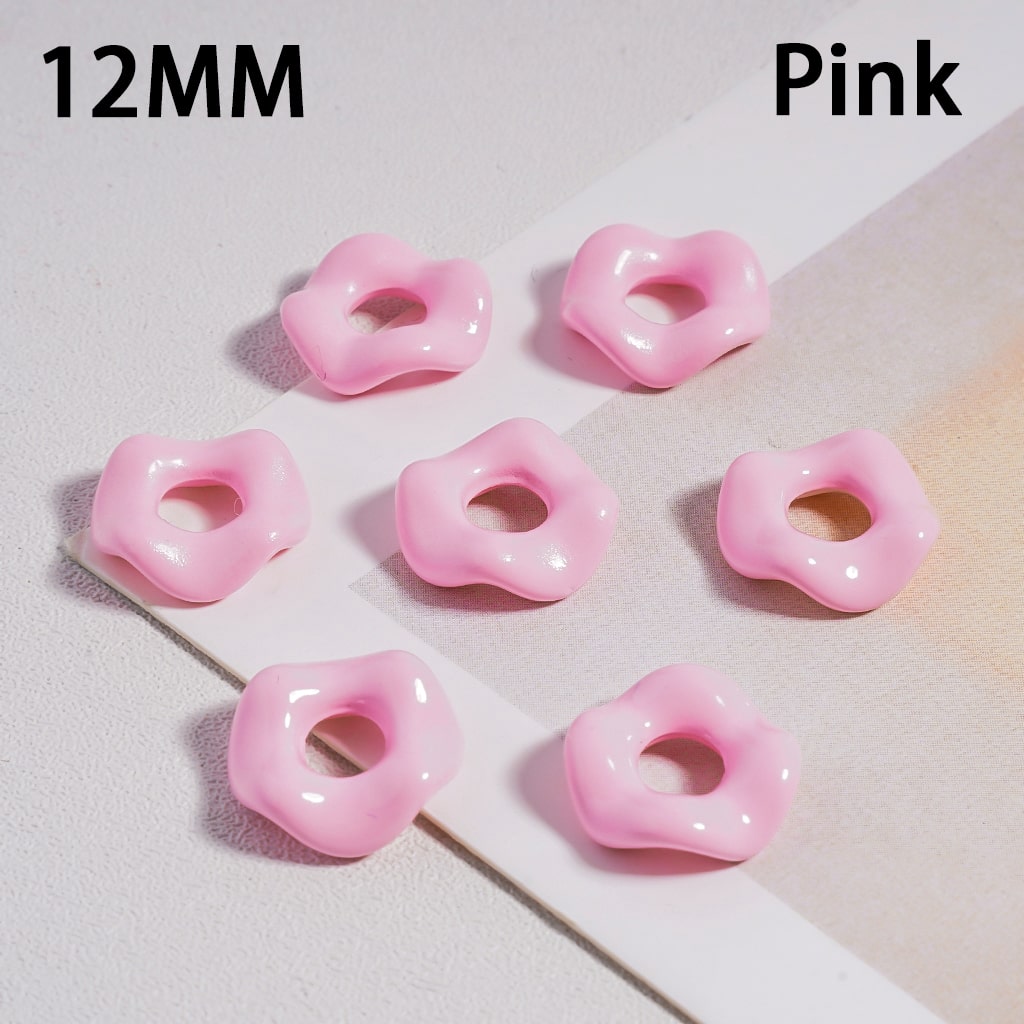 Glossy Cute Multi-Color Wavy Shape Acrylic Spacer Beads, 12MM (With Stoving Varnish Process) //  (Single Color is available for 500pcs(Whole Bag) Only)