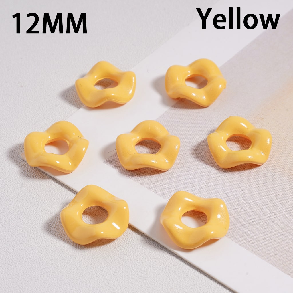 Glossy Cute Multi-Color Wavy Shape Acrylic Spacer Beads, 12MM (With Stoving Varnish Process) //  (Single Color is available for 500pcs(Whole Bag) Only)