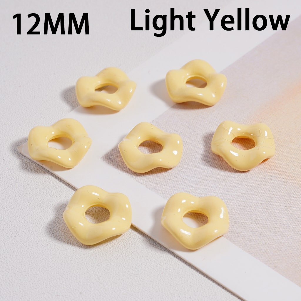 Glossy Cute Multi-Color Wavy Shape Acrylic Spacer Beads, 12MM (With Stoving Varnish Process) //  (Single Color is available for 500pcs(Whole Bag) Only)