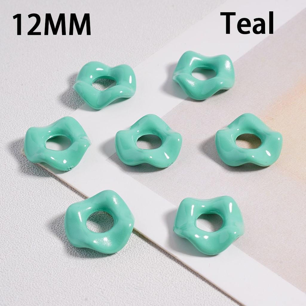 Glossy Cute Multi-Color Wavy Shape Acrylic Spacer Beads, 12MM (With Stoving Varnish Process) //  (Single Color is available for 500pcs(Whole Bag) Only)
