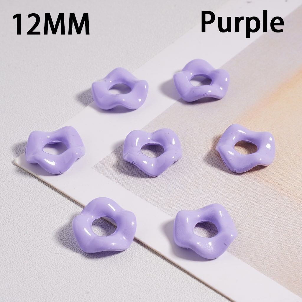 Glossy Cute Multi-Color Wavy Shape Acrylic Spacer Beads, 12MM (With Stoving Varnish Process) //  (Single Color is available for 500pcs(Whole Bag) Only)