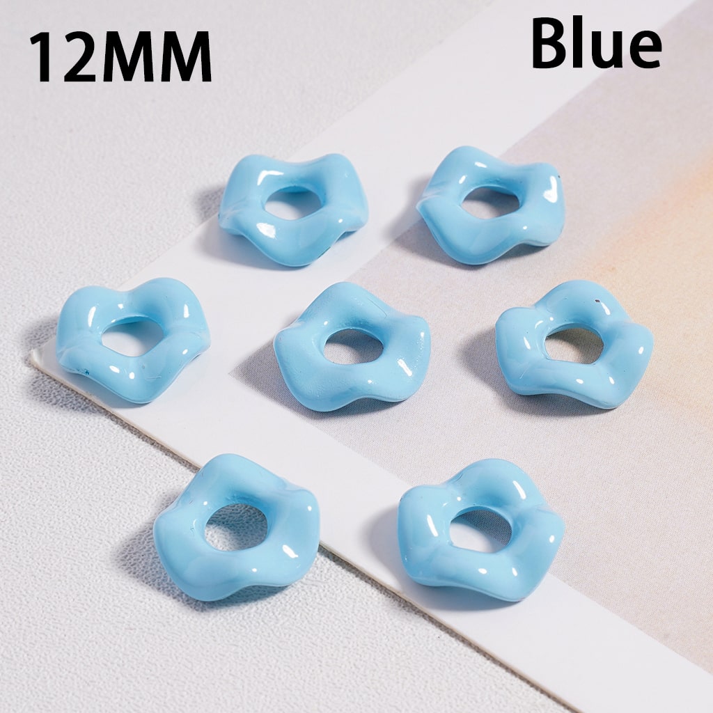 Glossy Cute Multi-Color Wavy Shape Acrylic Spacer Beads, 12MM (With Stoving Varnish Process) //  (Single Color is available for 500pcs(Whole Bag) Only)