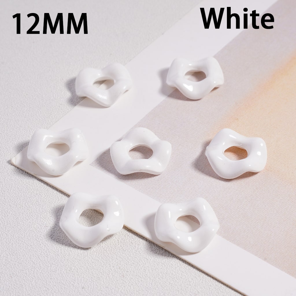 Glossy Cute Multi-Color Wavy Shape Acrylic Spacer Beads, 12MM (With Stoving Varnish Process) //  (Single Color is available for 500pcs(Whole Bag) Only)