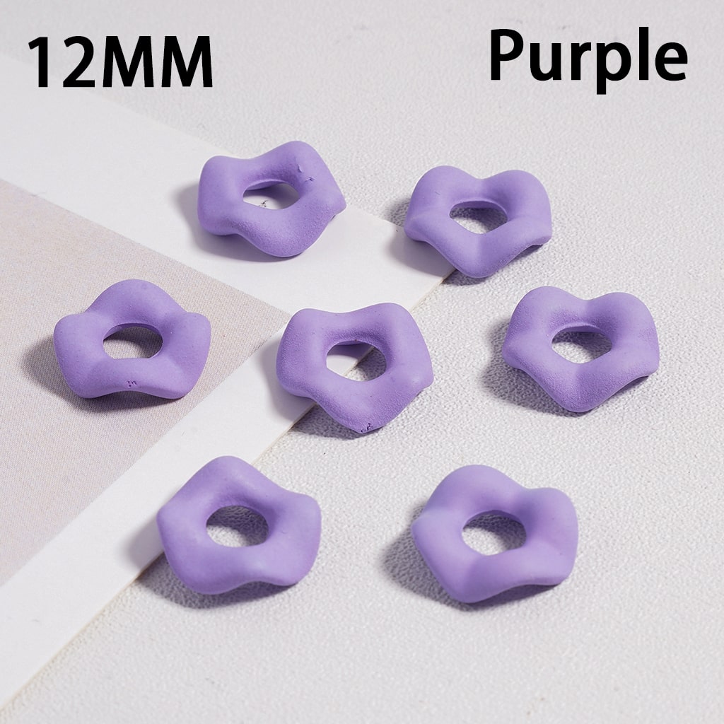 Acrylic Spacer Beads Rubber Painted Wavy Shape, Solid Color, 12MM (Single Color is available for 500pcs(Whole Bag) Only)