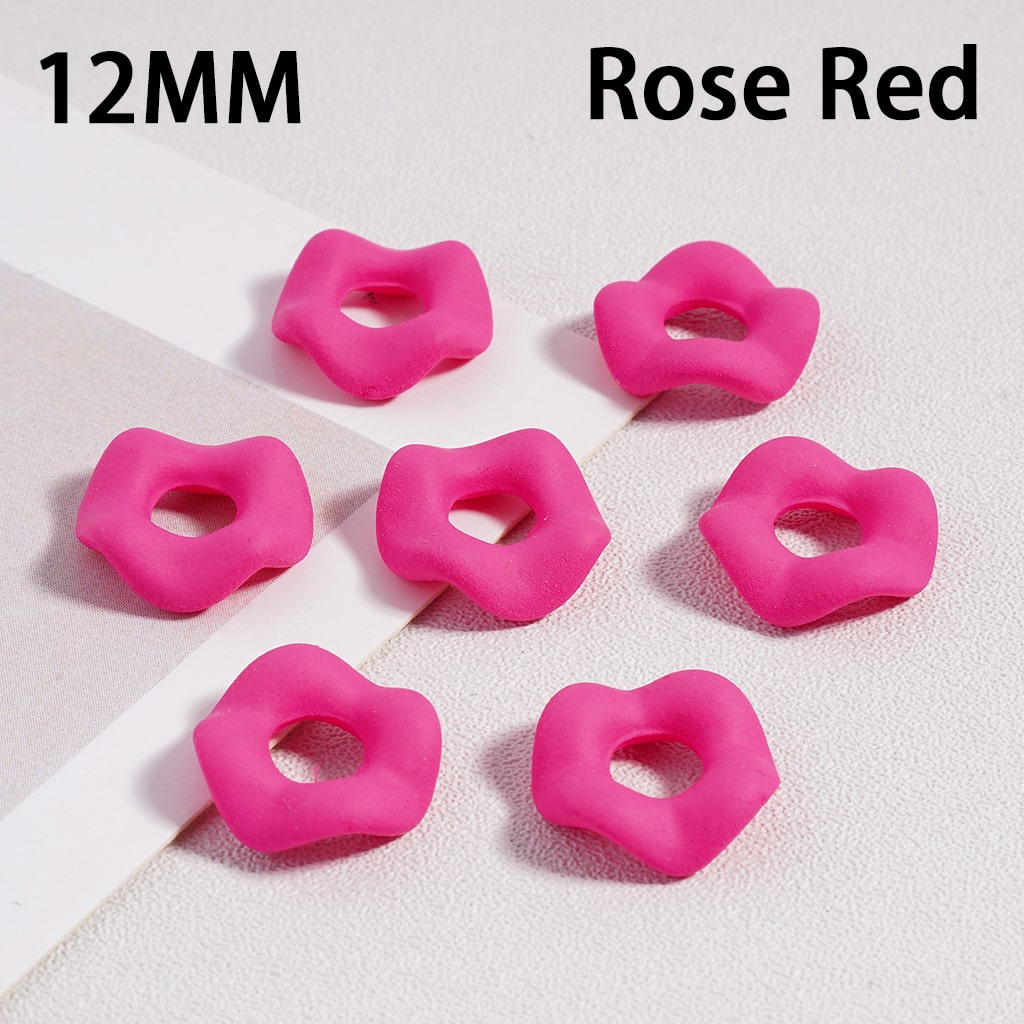 Acrylic Spacer Beads Rubber Painted Wavy Shape, Solid Color, 12MM (Single Color is available for 500pcs(Whole Bag) Only)