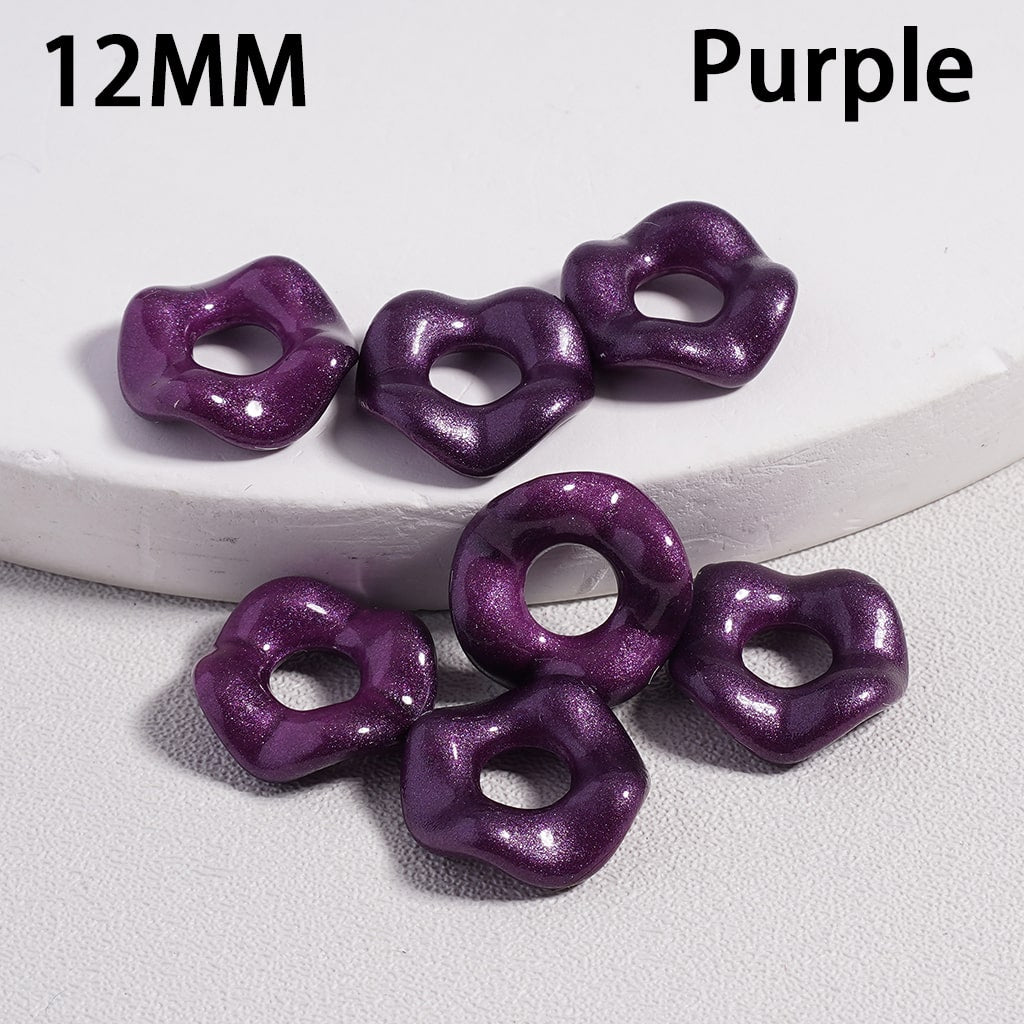 Acrylic Spacer Beads Wavy Shape, Dark Color Series, 12MM (Single Color is available for 500pcs(Whole Bag) Only)