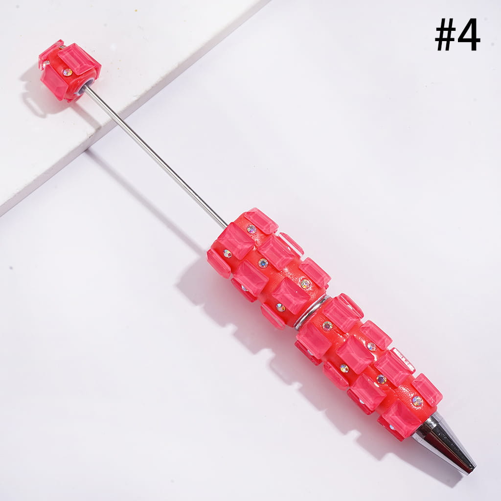 Beadable Clay Pens with Neon Colors Rectangle and AB Rhinestones