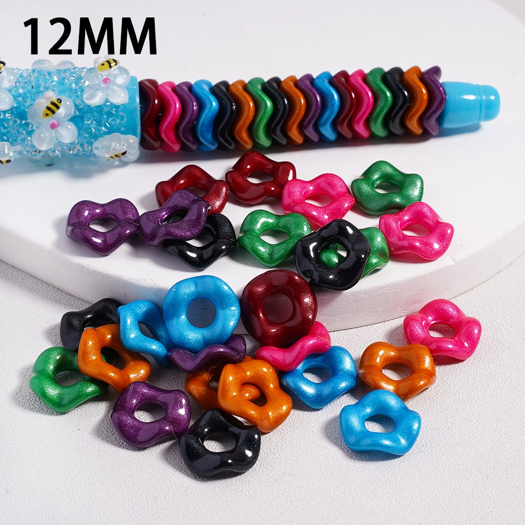 Acrylic Spacer Beads Wavy Shape, Dark Color Series, 12MM (Single Color is available for 500pcs(Whole Bag) Only)