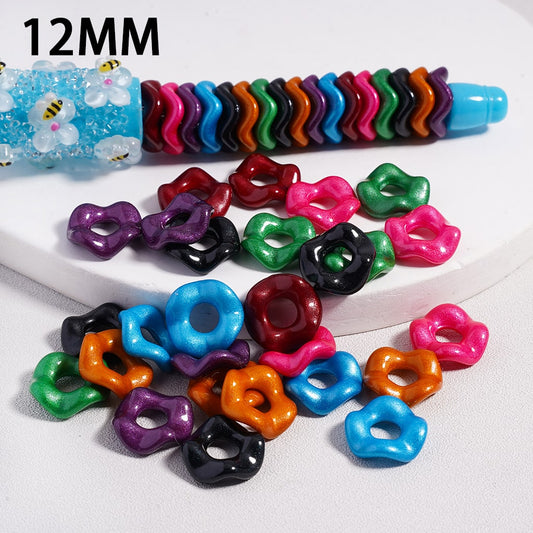 Acrylic Spacer Beads Wavy Shape, Dark Color Series, 12MM (Single Color is available for 500pcs(Whole Bag) Only)