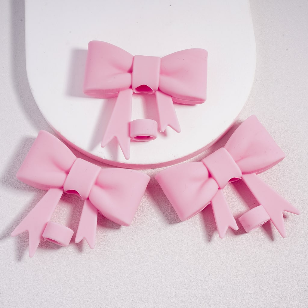 Food Grade Cup Tumbler Silicone Straw Topper Cute Bowknot in Solid Color