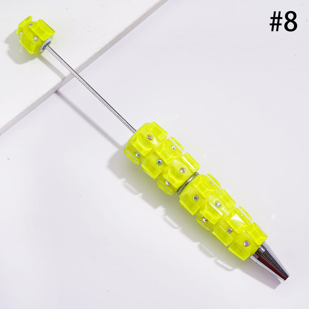 Beadable Clay Pens with Neon Colors Rectangle and AB Rhinestones