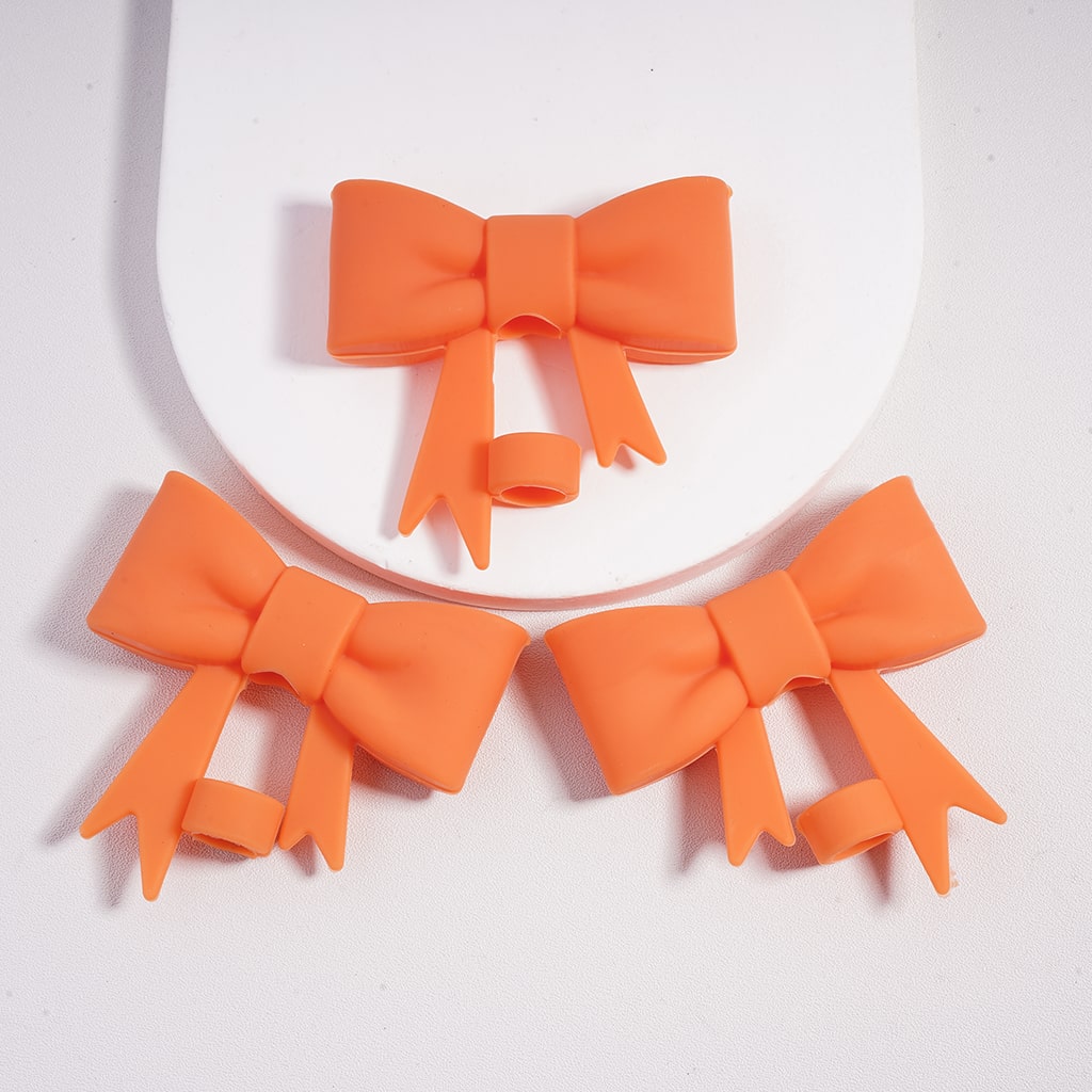 Food Grade Cup Tumbler Silicone Straw Topper Cute Bowknot in Solid Color