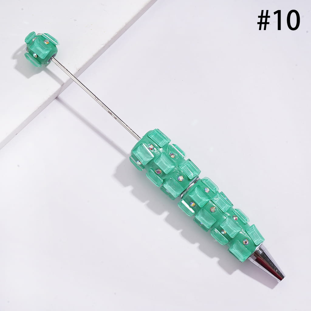 Beadable Clay Pens with Neon Colors Rectangle and AB Rhinestones