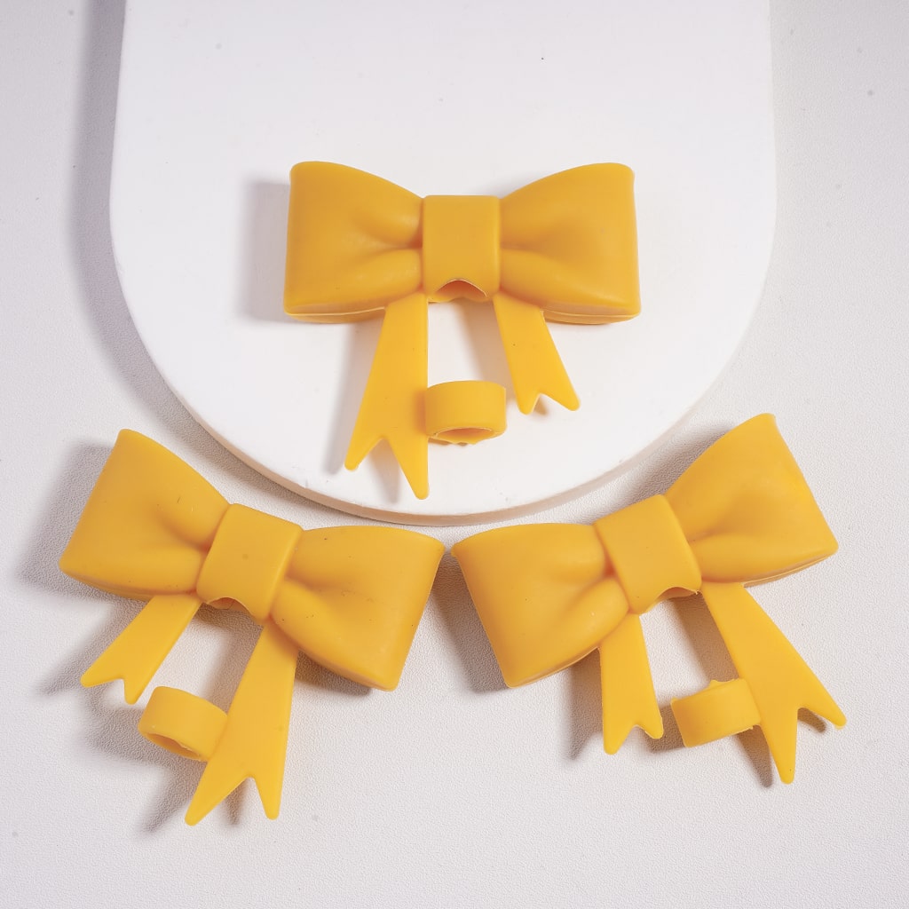 Food Grade Cup Tumbler Silicone Straw Topper Cute Bowknot in Solid Color