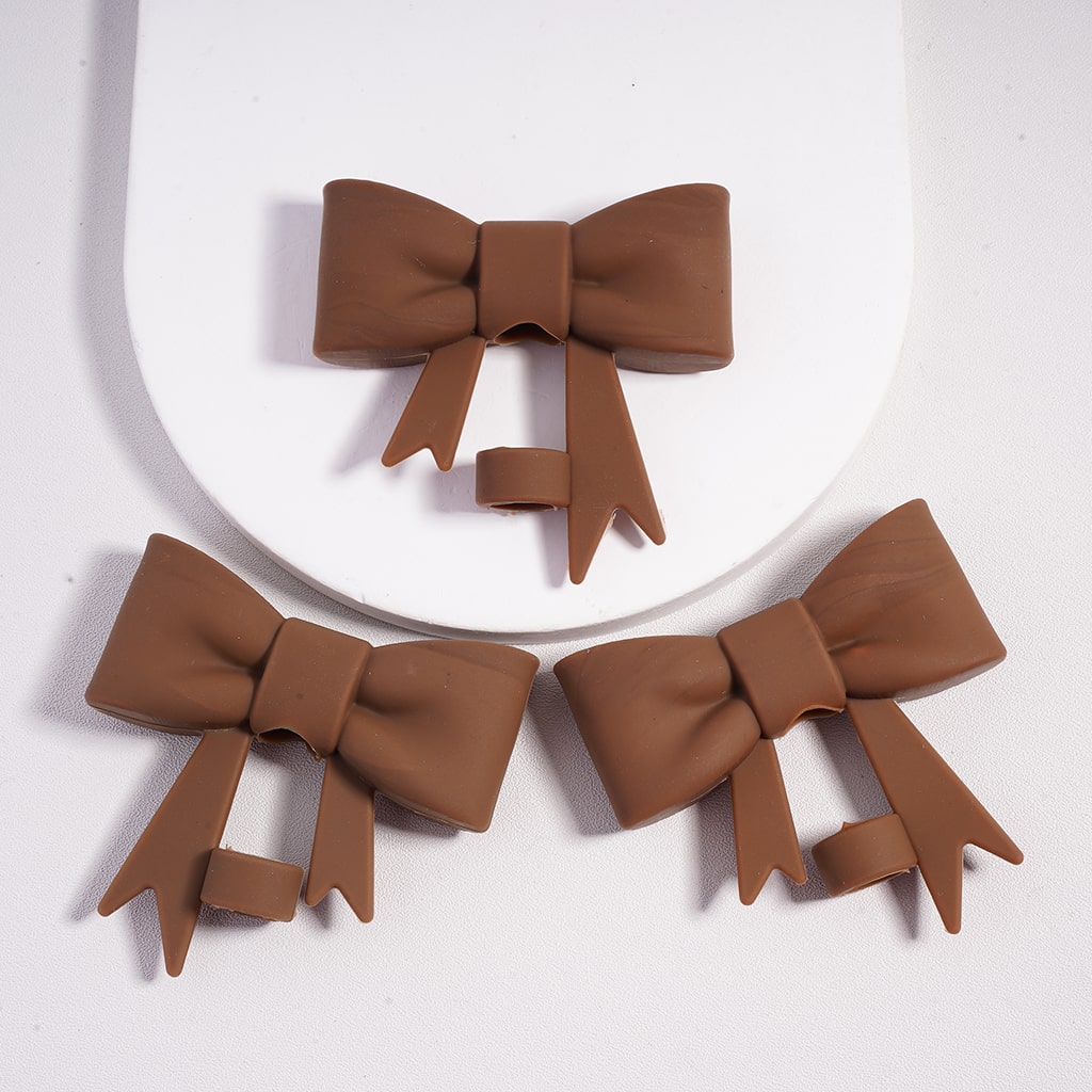 Food Grade Cup Tumbler Silicone Straw Topper Cute Bowknot in Solid Color