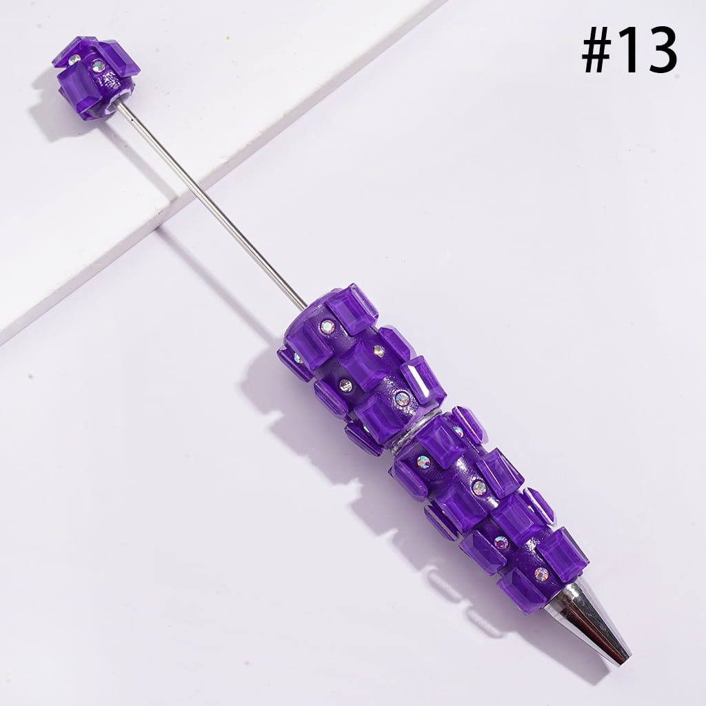 Beadable Clay Pens with Neon Colors Rectangle and AB Rhinestones