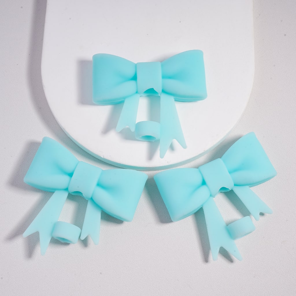 Food Grade Cup Tumbler Silicone Straw Topper Cute Bowknot in Solid Color