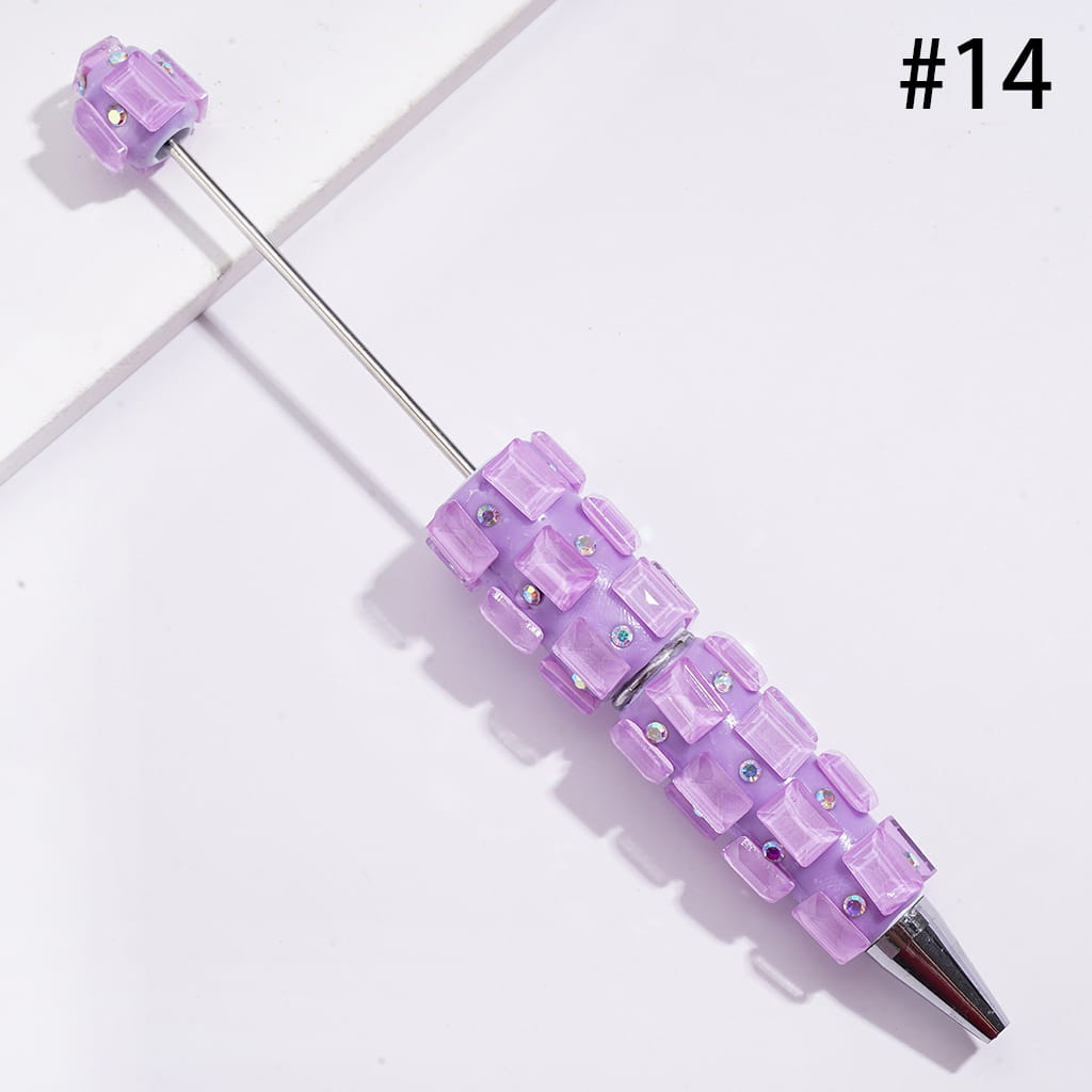 Beadable Clay Pens with Neon Colors Rectangle and AB Rhinestones