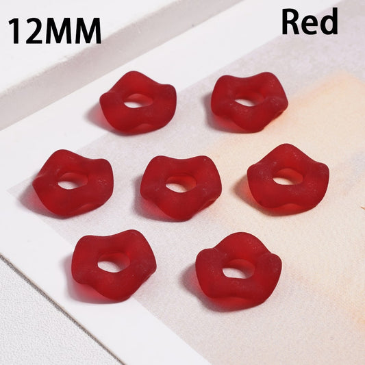 Red lip-shaped objects on a white background with '12MM' and 'Red' text.


