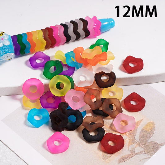Acrylic Spacer Beads Frosted Matte Wavy Shape, Translucent Color, 12MM  (Single Color is available for 500pcs(Whole Bag) Only)