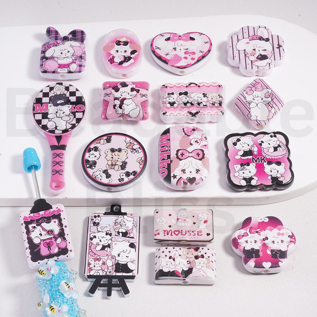 Acrylic Beads Pendants Cute Kitty Bunny Mikk Series Mix