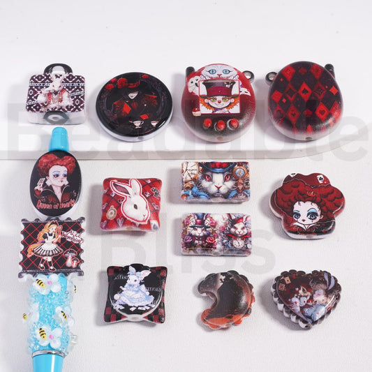 Acrylic Beads Pendants Alice in Wonderlan Series Mix