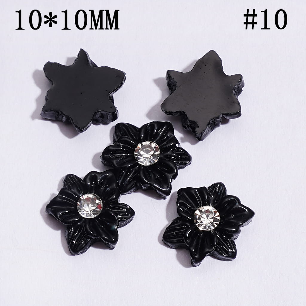 Mini DIY Double Layer and Two Colors Acrylic Flower with Clear Rhinestone for Craft Beads and Pens Jewelry Accessories, 10*10MM Multi-Color