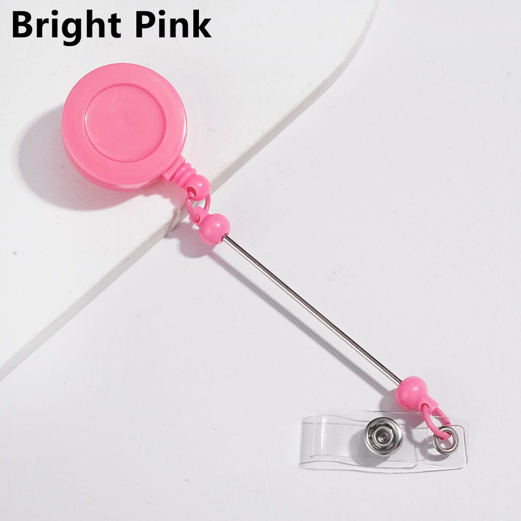 Creative Beaded Retractable Back Badge Holder Reels with Rotating Crocodile Clip & Keychain Bar (Please Read the Description)