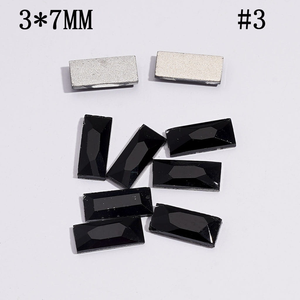 DIY Mini Rectangle Rhinestones Charms for Jewelry Accessories Rhinestones Adding, 3*7MM Multi-Color