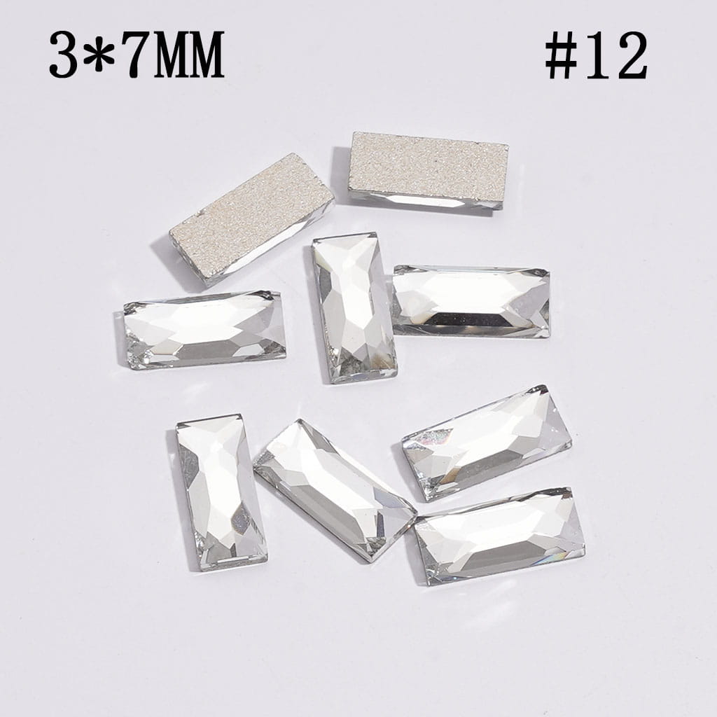 DIY Mini Rectangle Rhinestones Charms for Jewelry Accessories Rhinestones Adding, 3*7MM Multi-Color