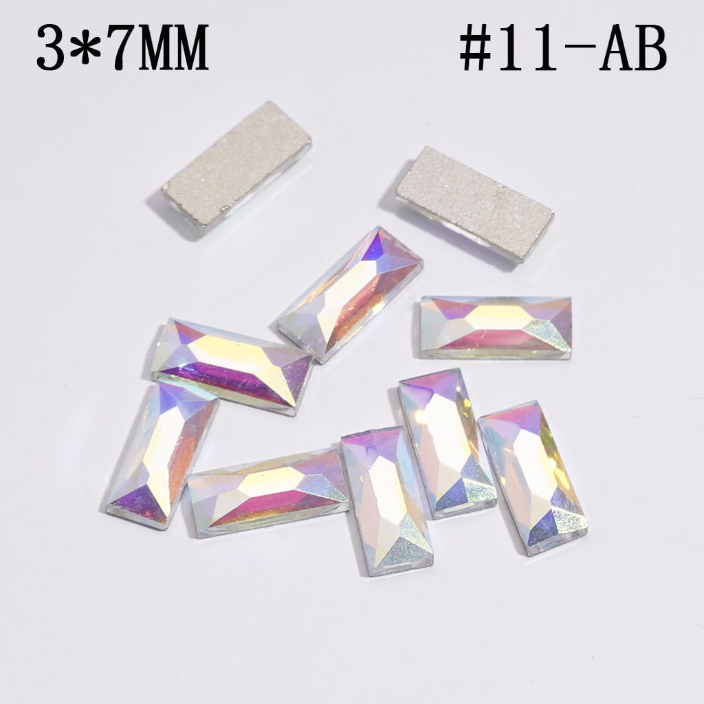 DIY Mini Rectangle Rhinestones Charms for Jewelry Accessories Rhinestones Adding, 3*7MM Multi-Color
